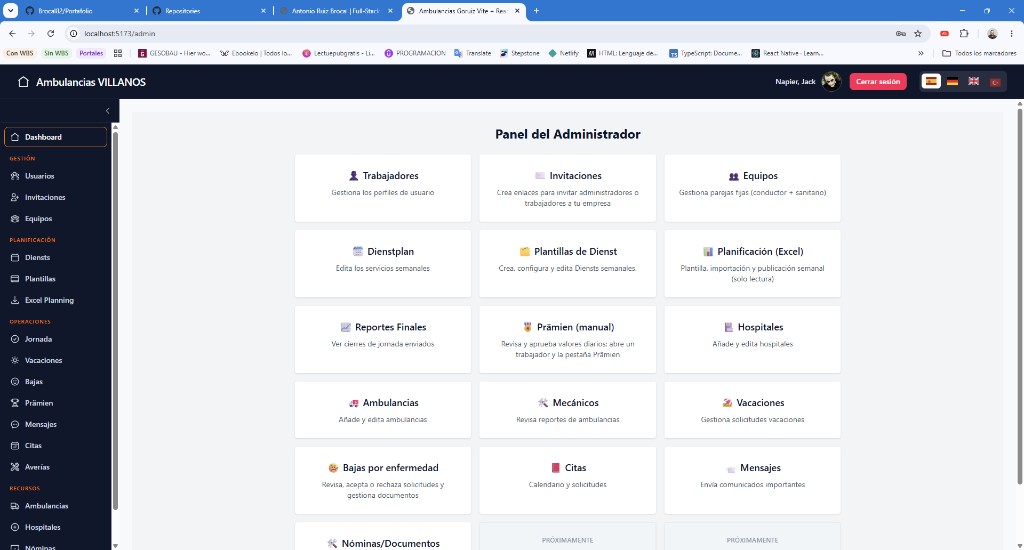 Admin dashboard