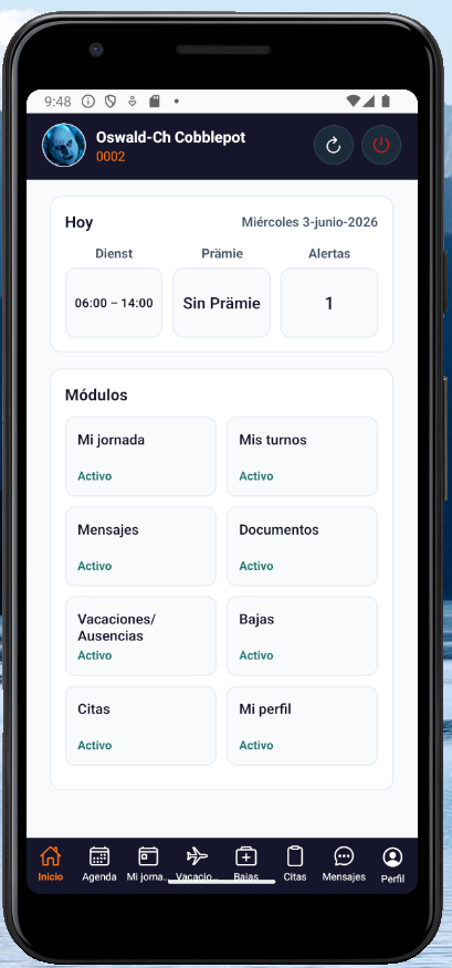 Worker app home screen